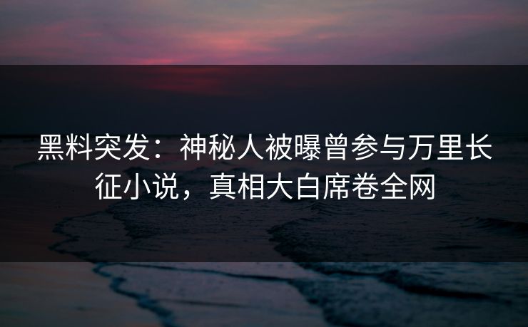 黑料突发：神秘人被曝曾参与万里长征小说，真相大白席卷全网