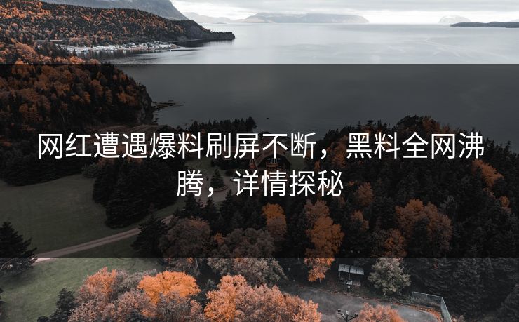 网红遭遇爆料刷屏不断，黑料全网沸腾，详情探秘