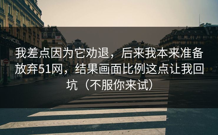 我差点因为它劝退，后来我本来准备放弃51网，结果画面比例这点让我回坑（不服你来试）