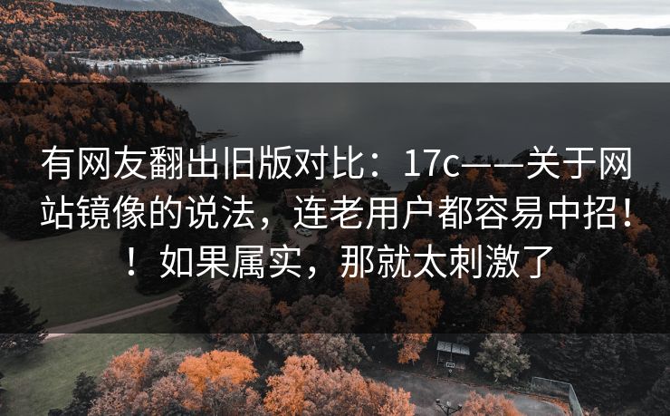 有网友翻出旧版对比：17c——关于网站镜像的说法，连老用户都容易中招！！如果属实，那就太刺激了  第1张